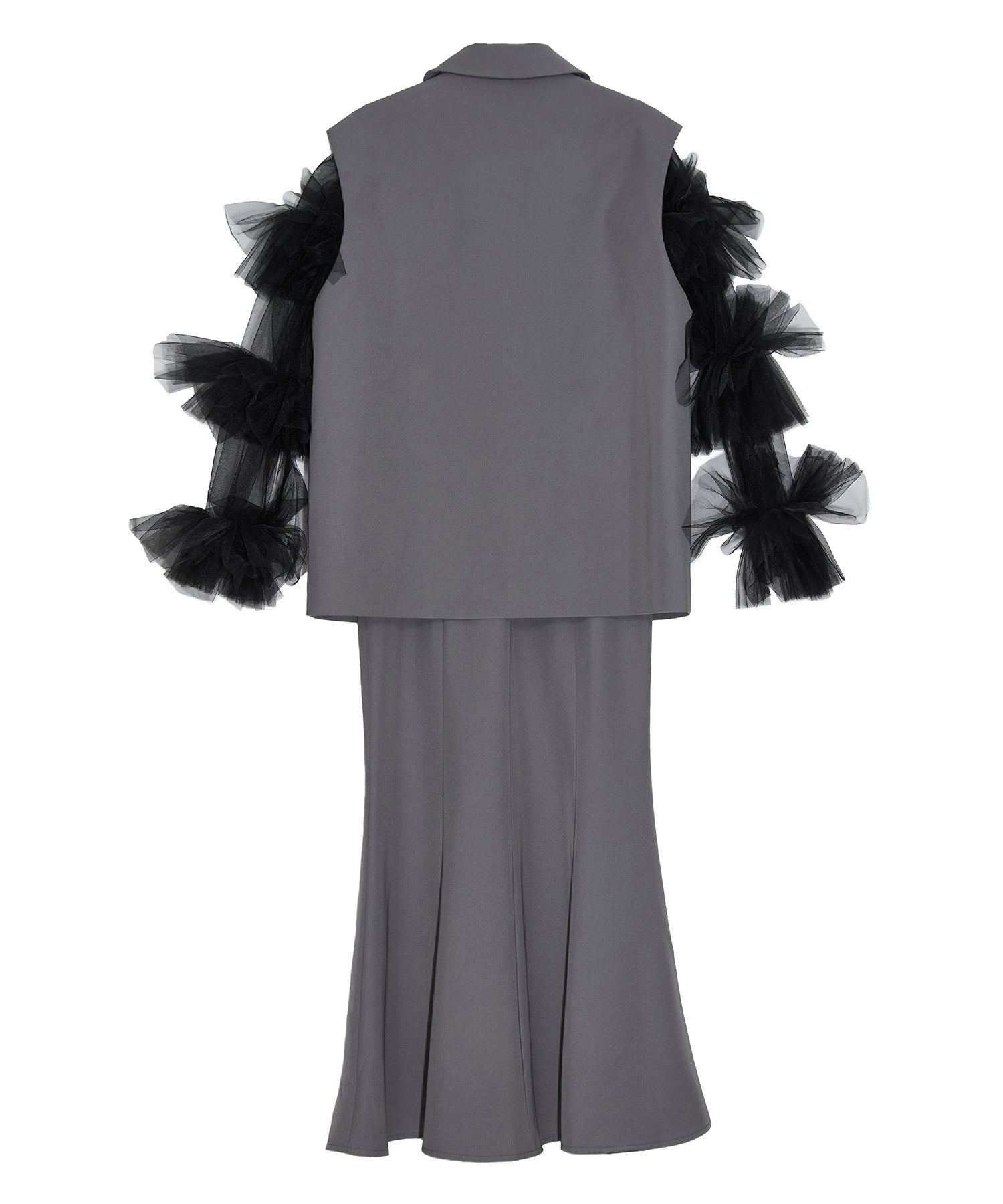 【当日発送】ボリュームチュールスリーブベストセットアップドレス