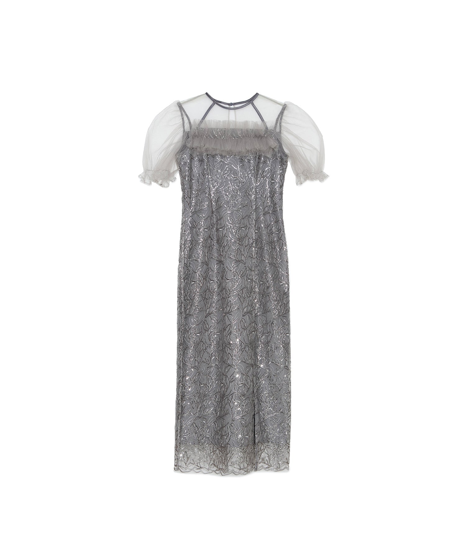 【LEJA】チュールフラワースパンコールIラインワンピースドレス 当日発送】チュールフラワースパンコールIラインワンピース結婚