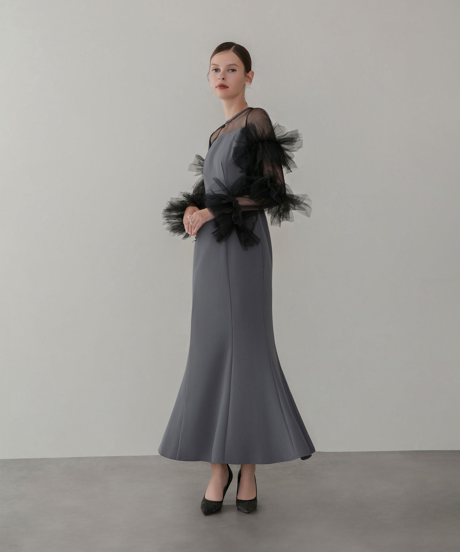 【当日発送】ボリュームチュールスリーブベストセットアップドレス