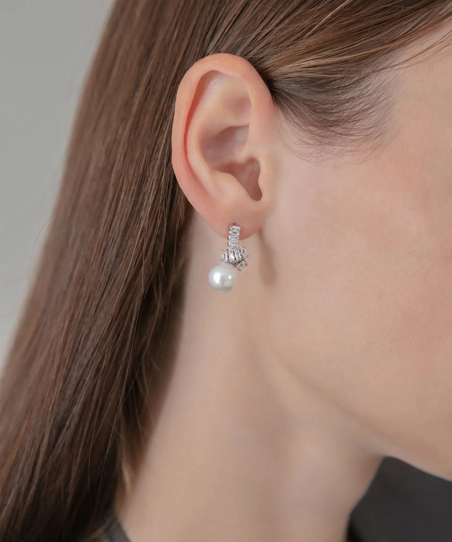 【当日発送】ツイストビジュードロップパールピアス