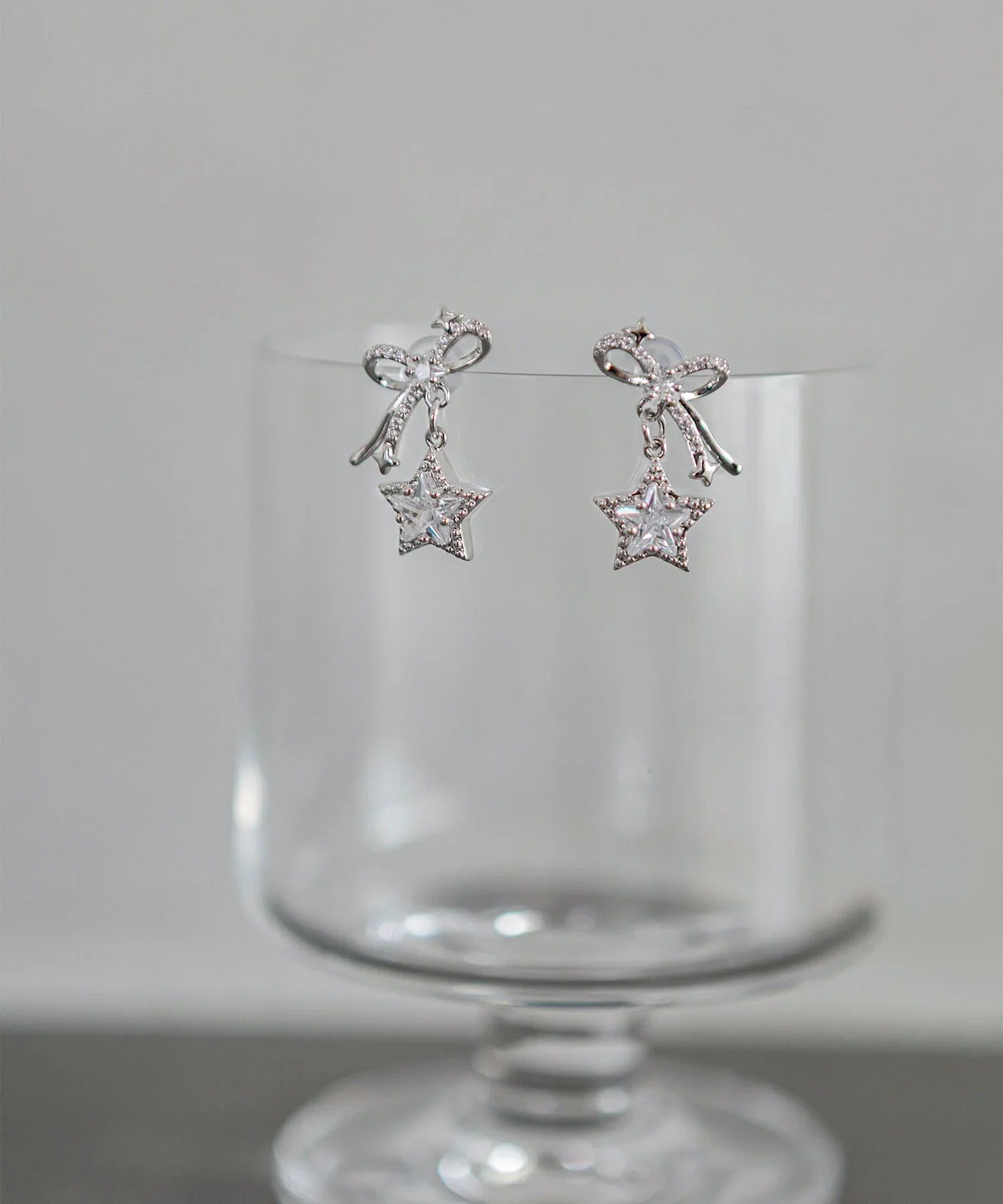 【当日発送】リボンスターモチーフシルバーピアス