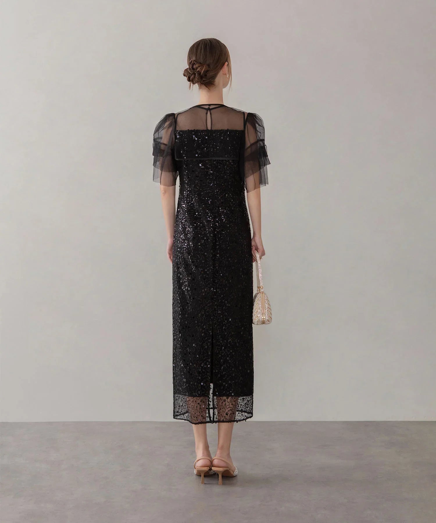 【完売商品】Leja スパンコールパールミックスボレロIラインワンピースドレス 当日発送】スパンコールパールミックスボレロIラインワンピースドレス