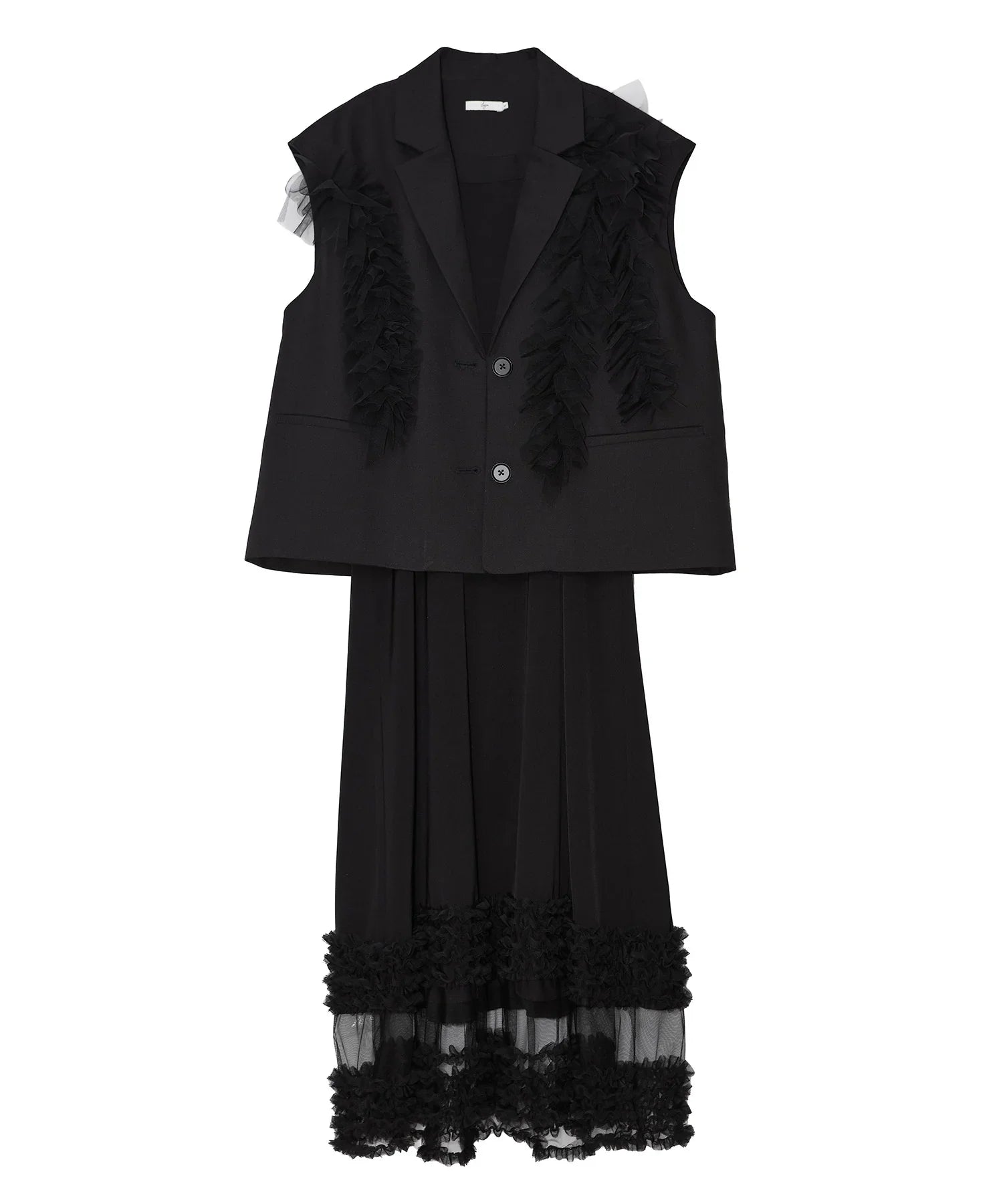 【当日発送】チュールフリルセットアップワンピースドレス