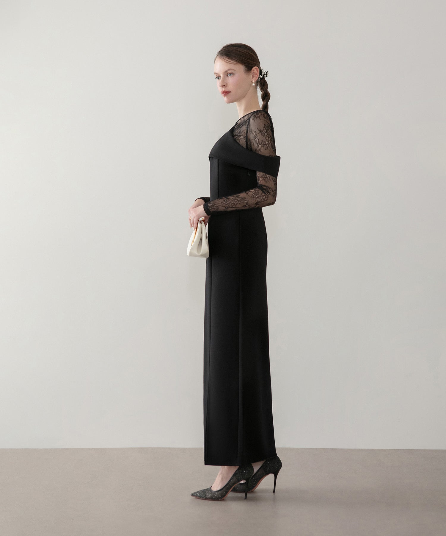 予約販売】アシンメトリーレースレイヤードフロントスリット