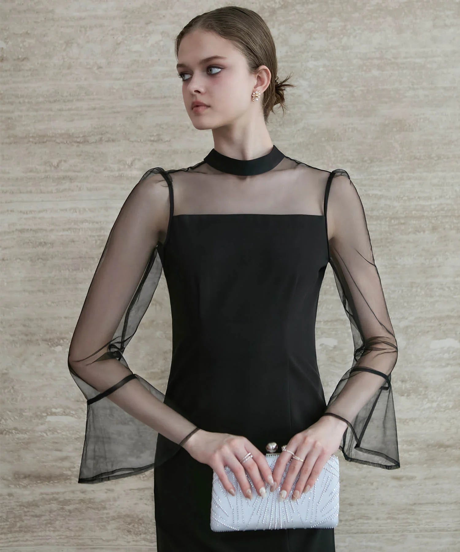 【当日発送】2WAYスパンコールビスチェチュールIラインワンピースドレス