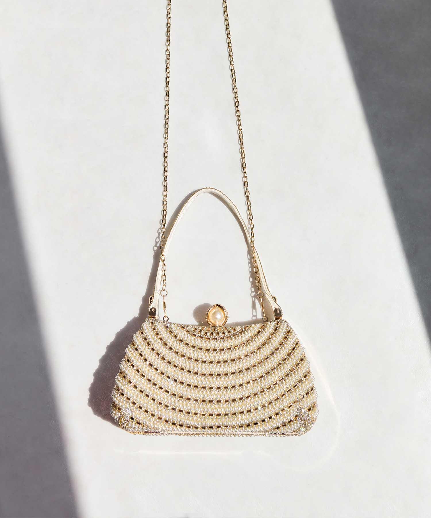 【SOLD OUT】2WAYパールビジューデザインハンドバッグ