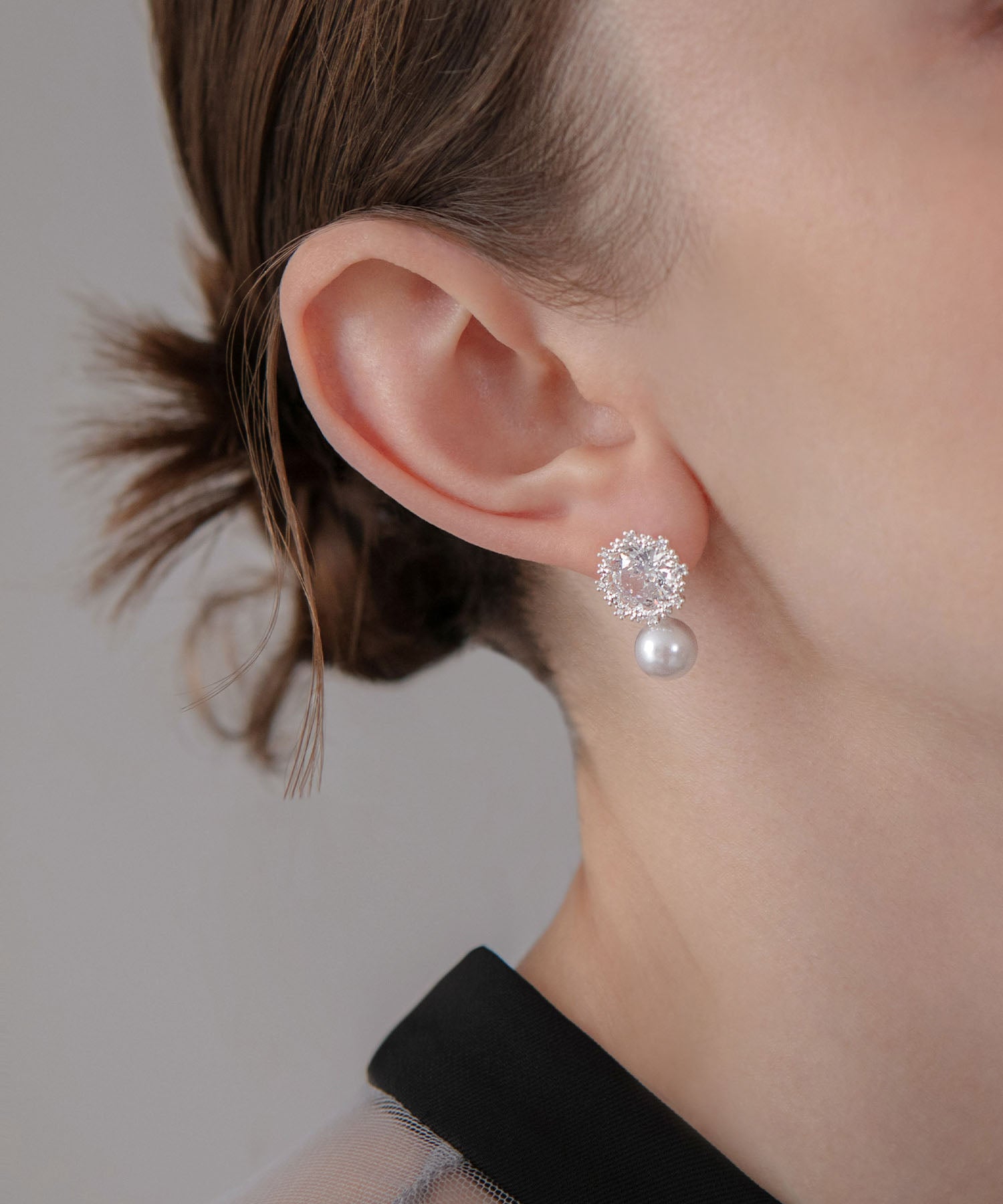 【当日発送】パールラウンドビジューピアス