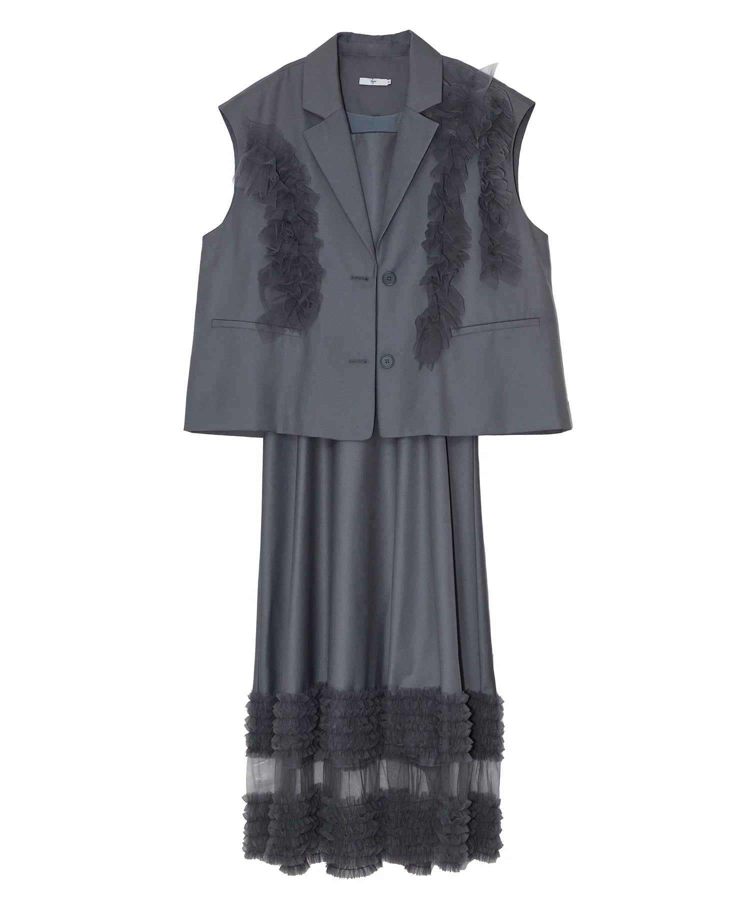 LEJA-チュールフリルセットアップドレス 結婚式 レディース オケージョン Leja｜LEJA-チュールフリルセットアップドレス 結婚式 レディース