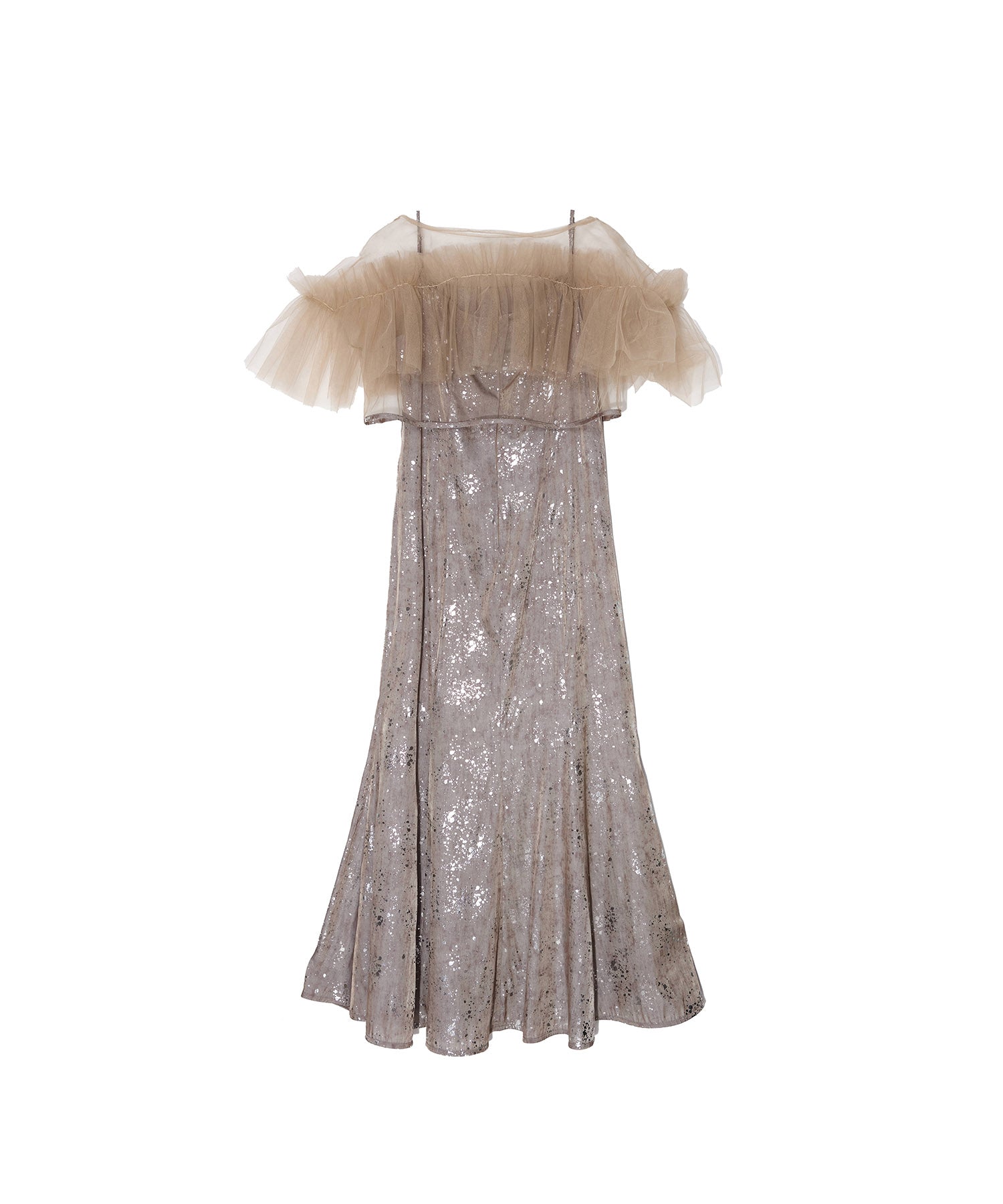 LEJA チュールフリルボレロペイントマーメイドドレス S グリーン 当日発送】チュールフリルボレロペイントマーメイドワンピース