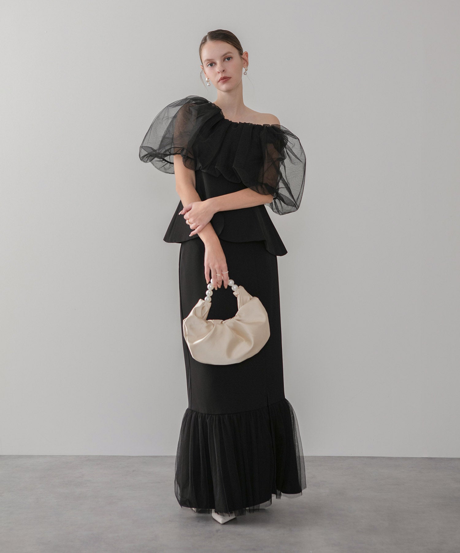 【当日発送】シアーチュールオフショルセットアップドレス