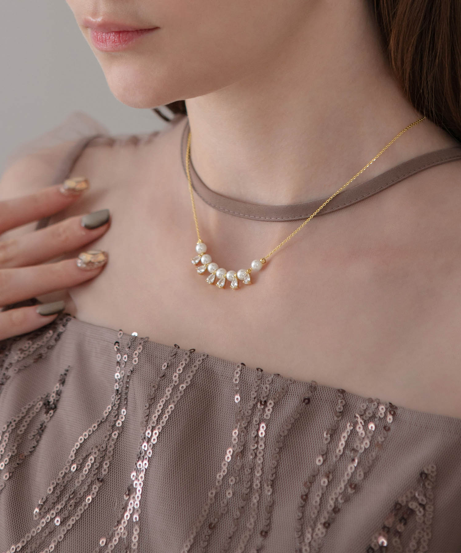 【当日発送】パールティアドロップネックレス