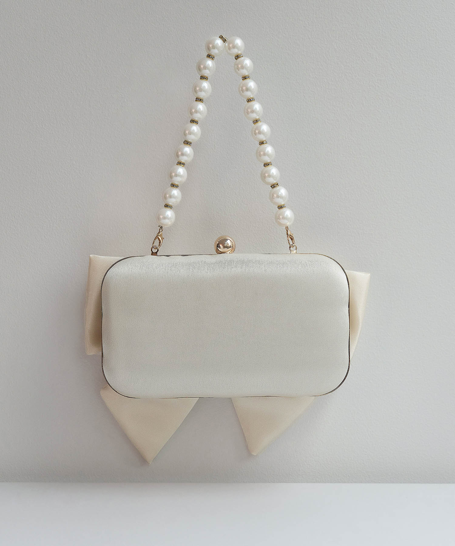 【当日発送】2WAYビッグリボンパールハンドルバッグ