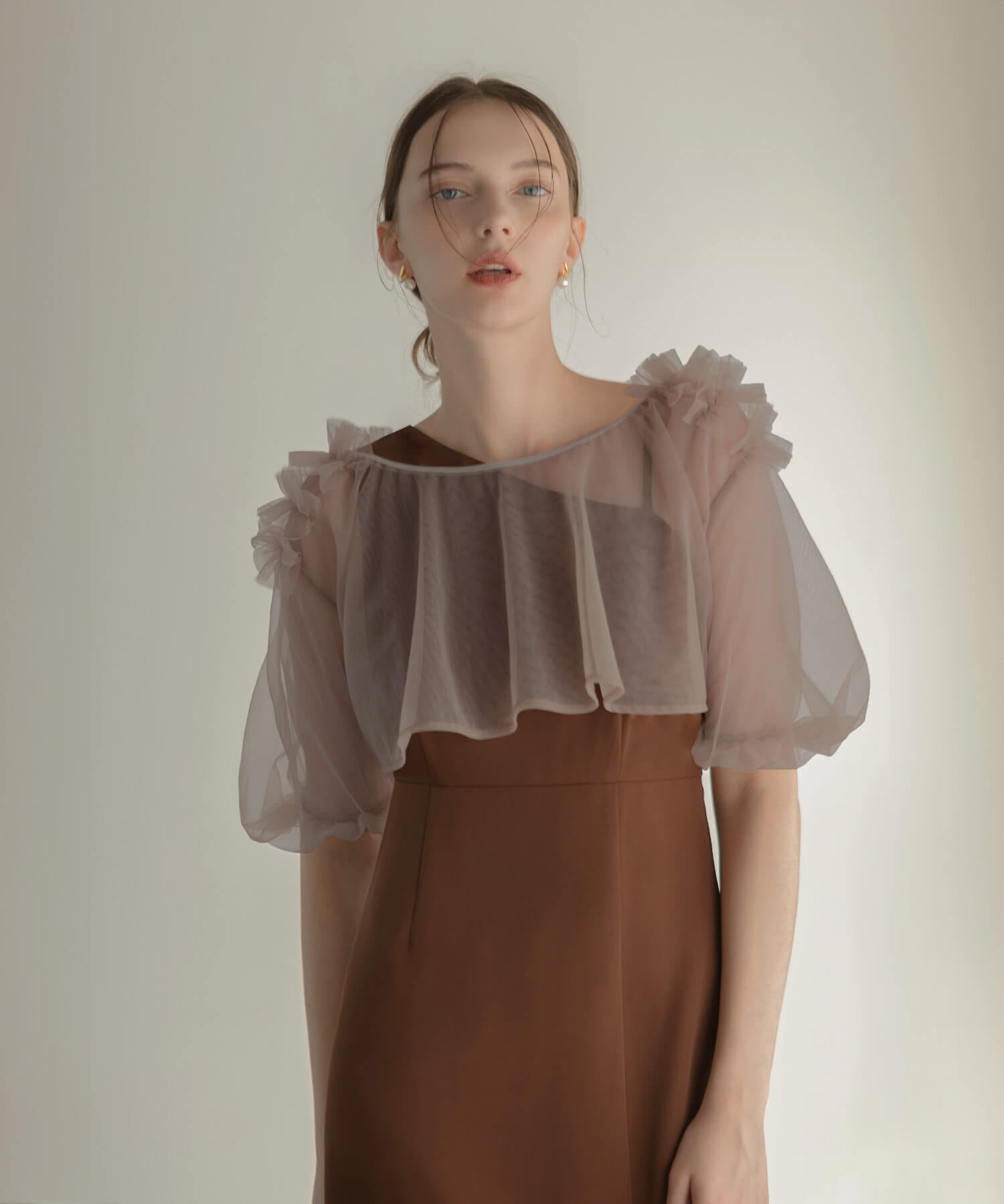 [Same-day shipping] 4-way tulle ruffle bolero asymmetrical dress