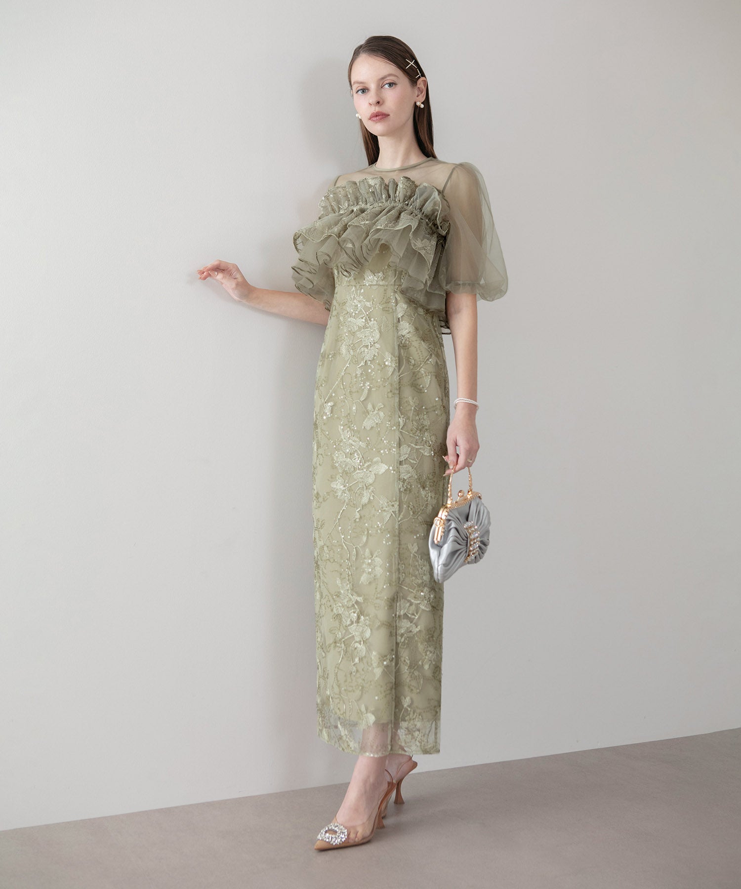 一部当日発送】3WAYチュールラッフルフラワースパンコールIライン