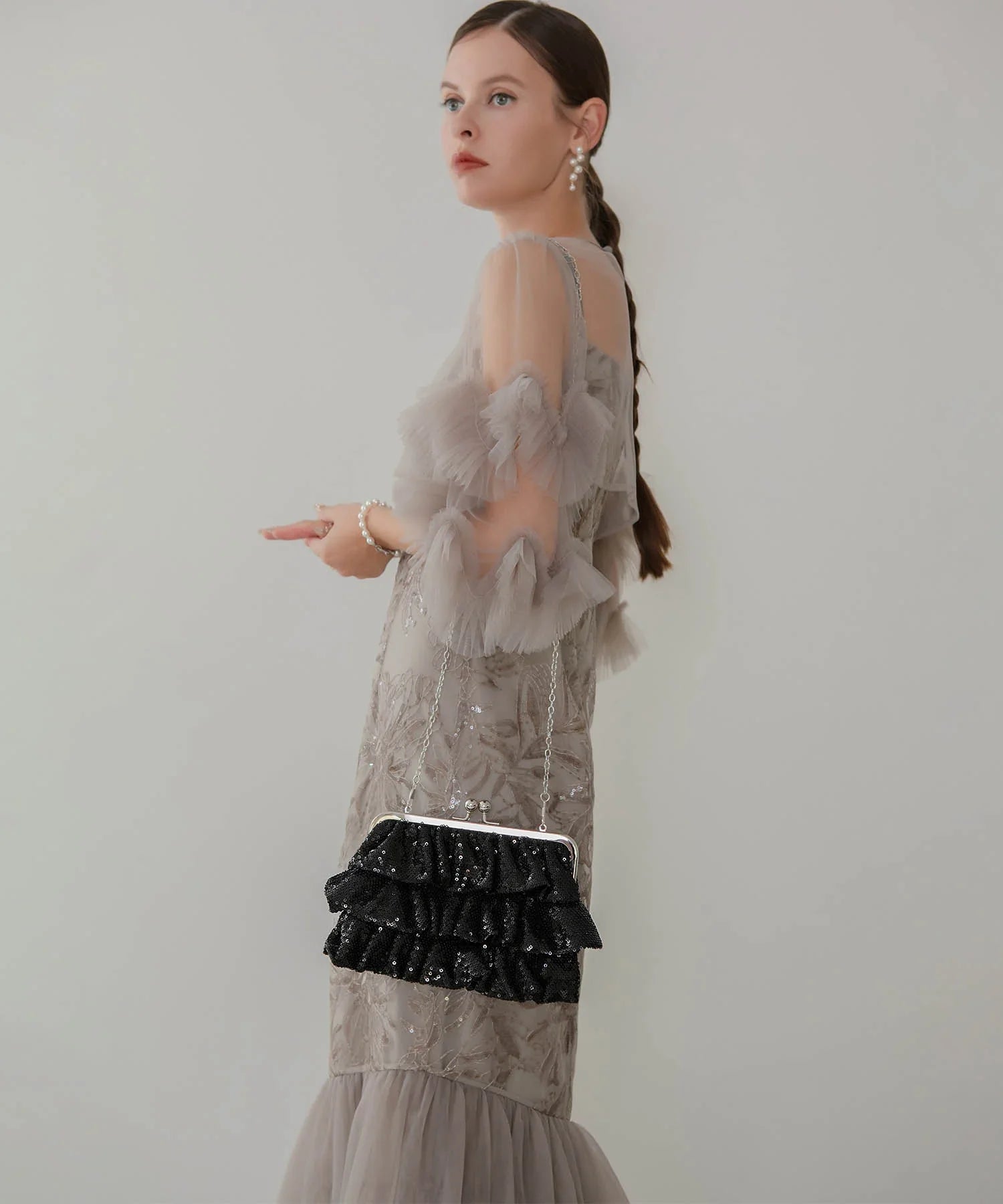 【当日発送】スパンコールフリルデザイン2WAYバッグ