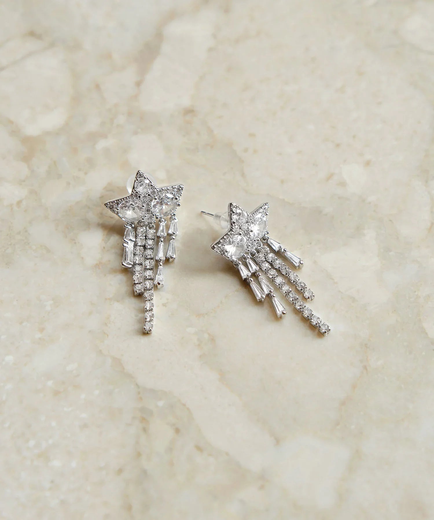 当日発送】スタードロップビジューフリンジピアス