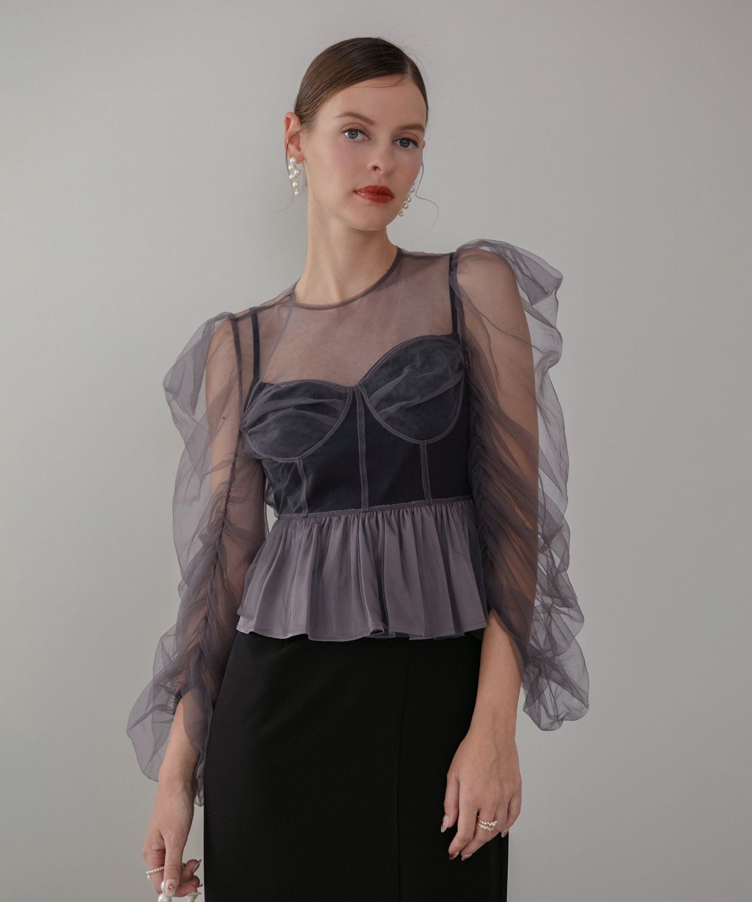 【当日発送】チュールペプラムトップスセットキャミワンピースドレス