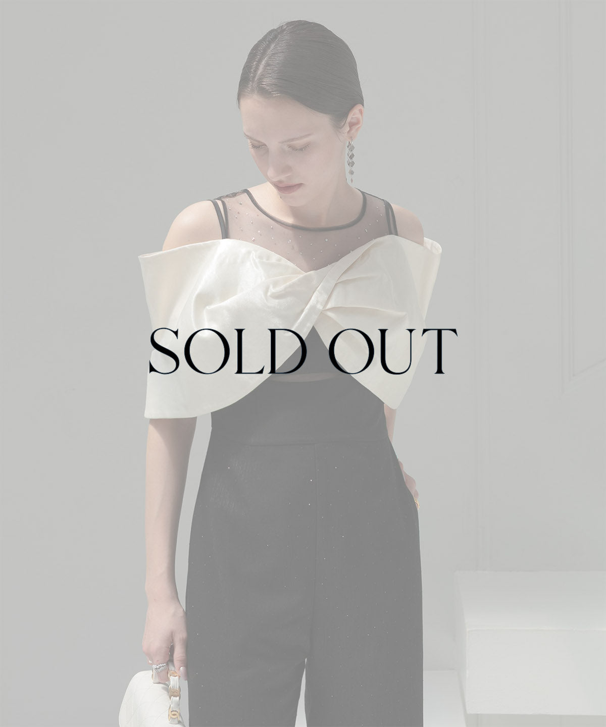 【LEJA LUXE】2WAY Ribbon Bustier Jewel Stone Pants Dress