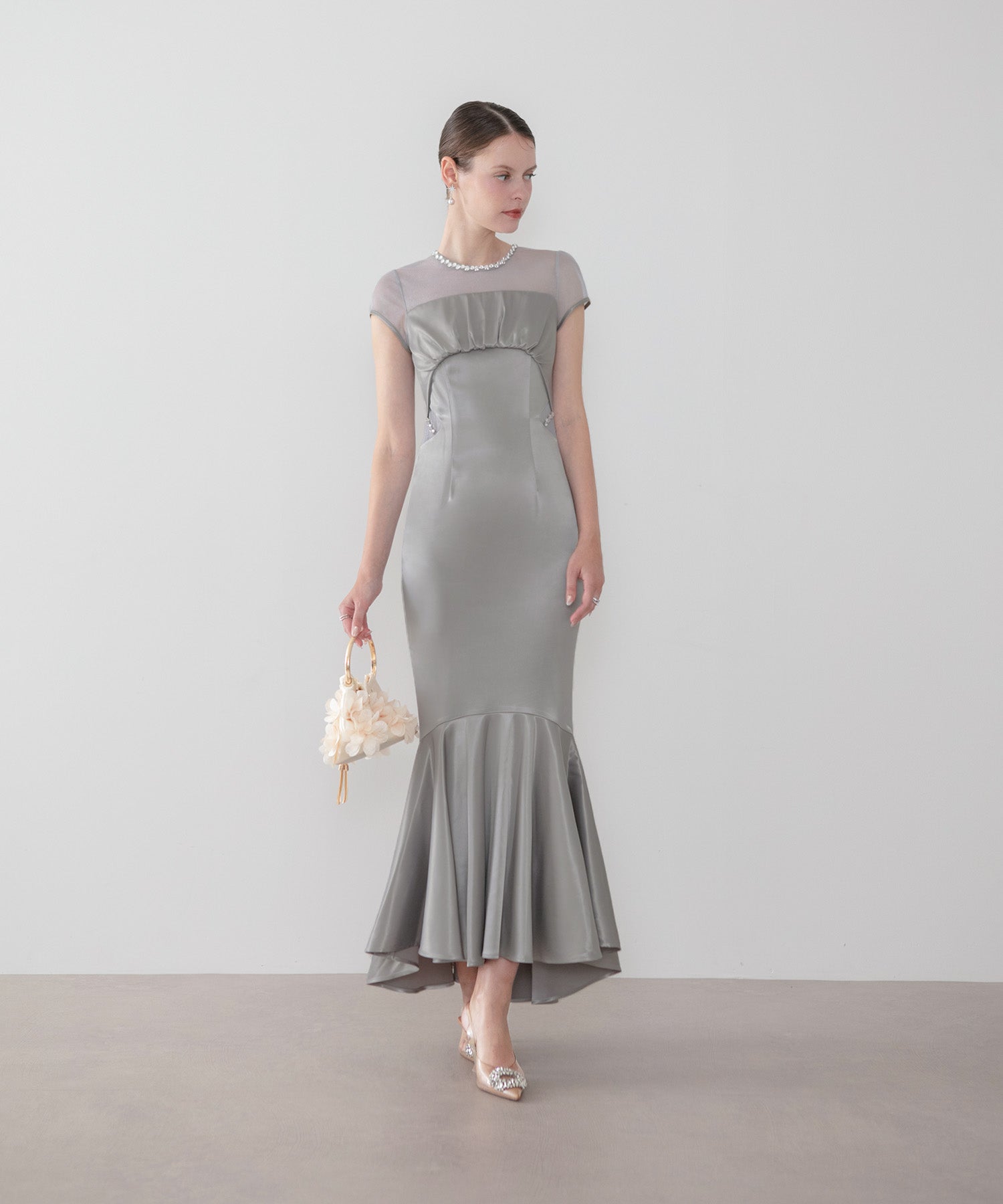 【LEJA LUXE】ビジューネックフィッシュテールマーメイドドレス
