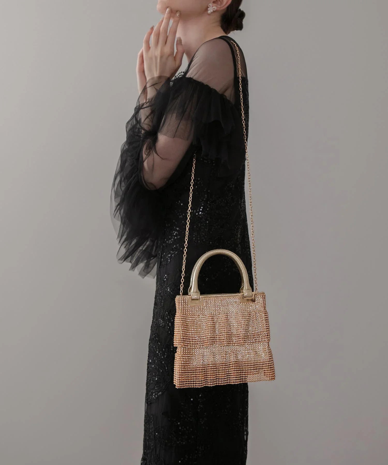 【当日発送】グリッターフリル2WAYハンドバッグ