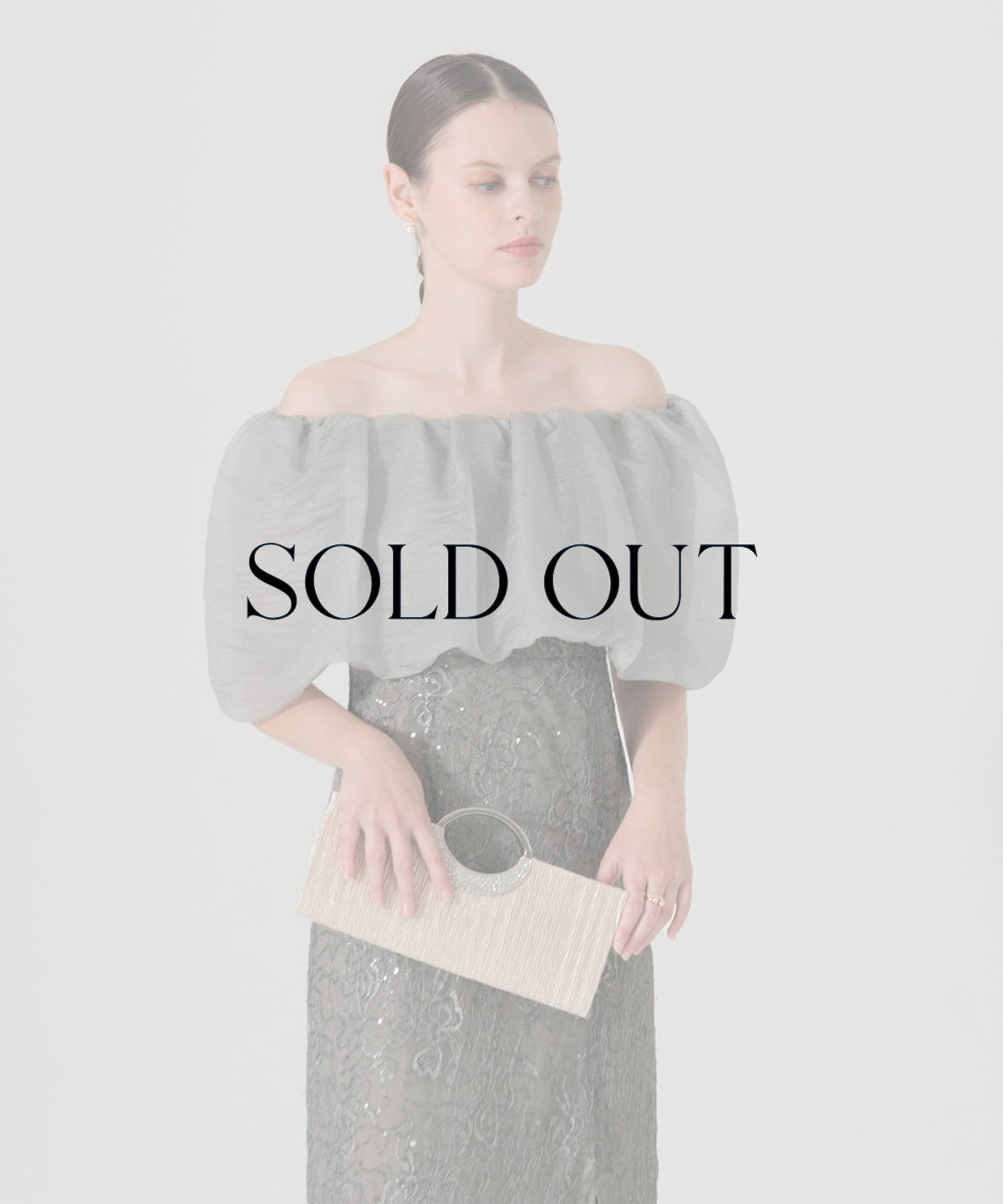 【SOLD OUT】2WAYオフショルダーパフスリーブIラインワンピースドレス