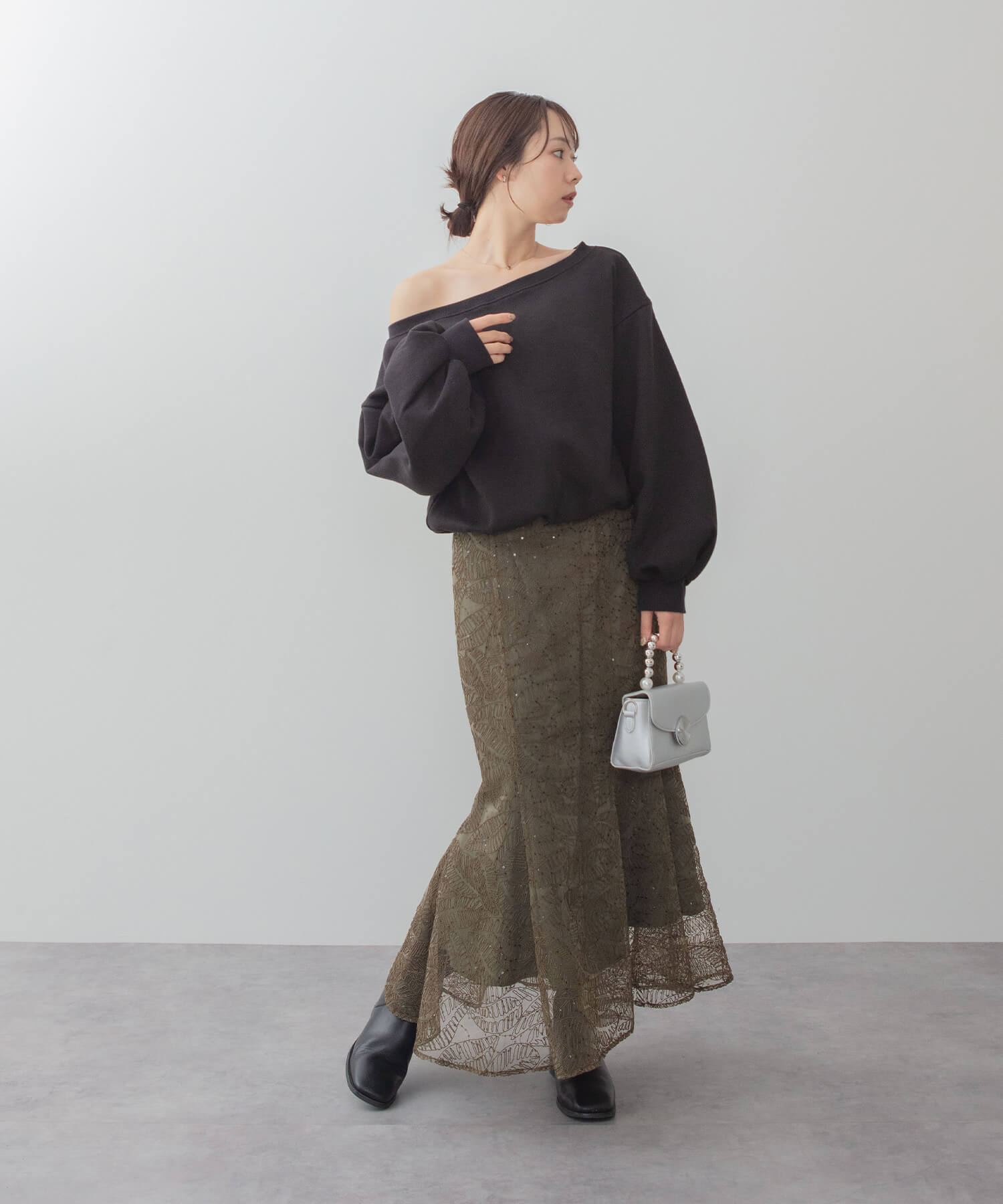 [當天出貨] 2WAY 露肩泡泡袖魚尾裙