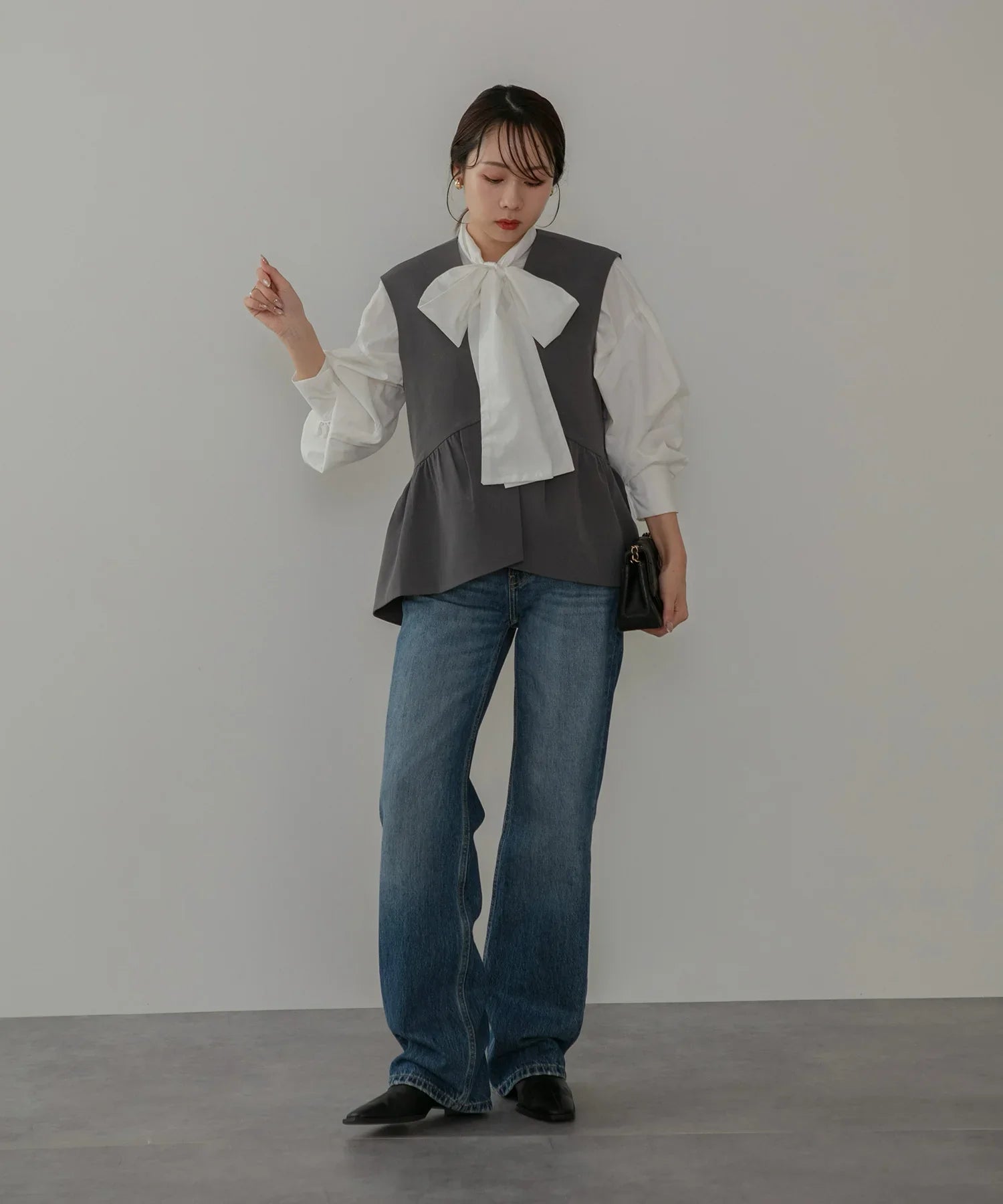 【当日発送】チュールフリルスリーブベストセットワンピースドレス