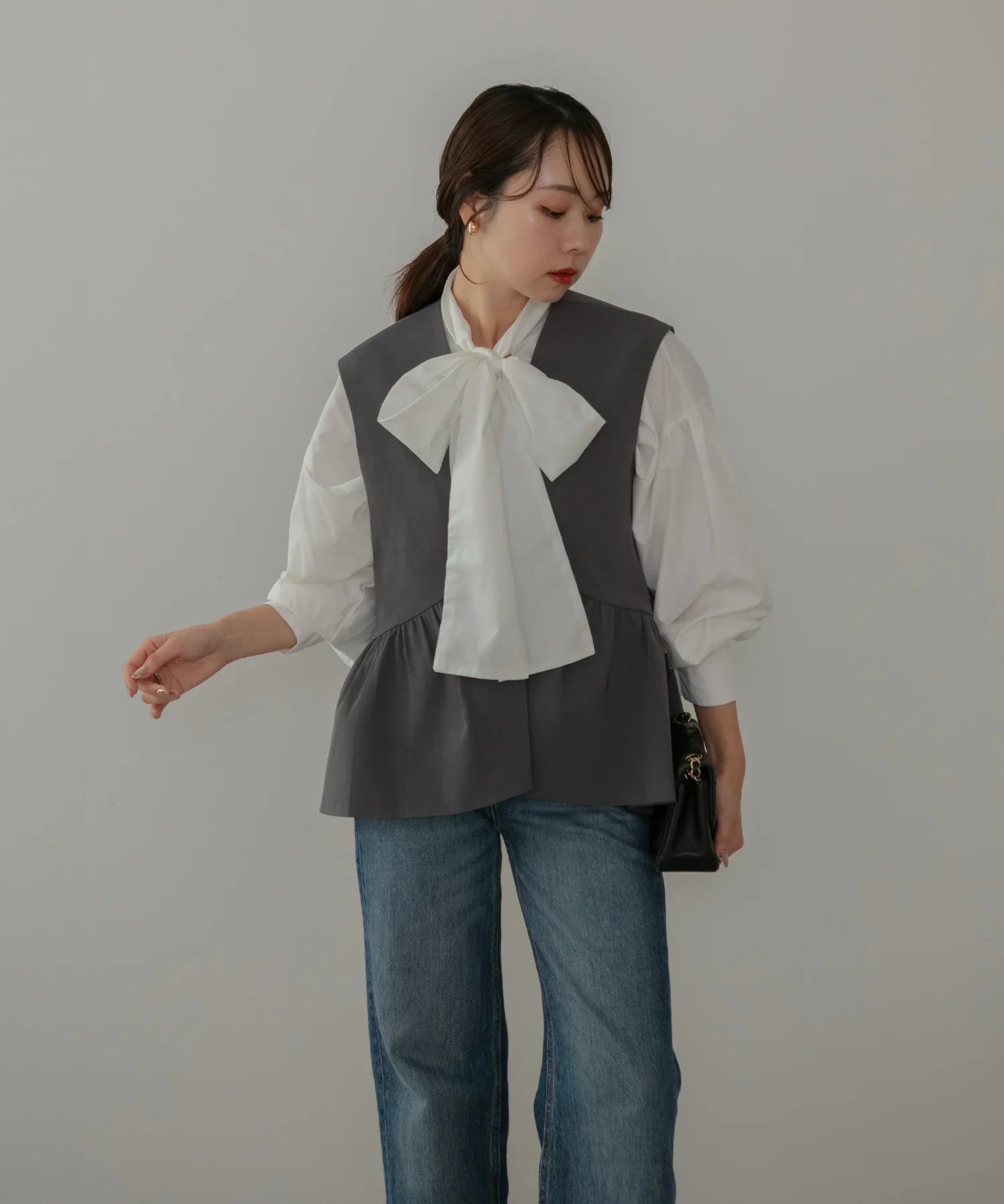 【当日発送】チュールフリルスリーブベストセットワンピースドレス