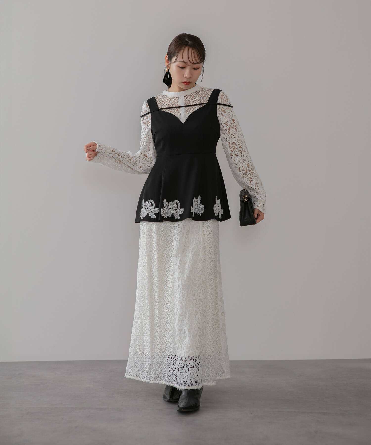 【当日発送】シアースリーブフリルペプラムタイトスカートセットアップドレス