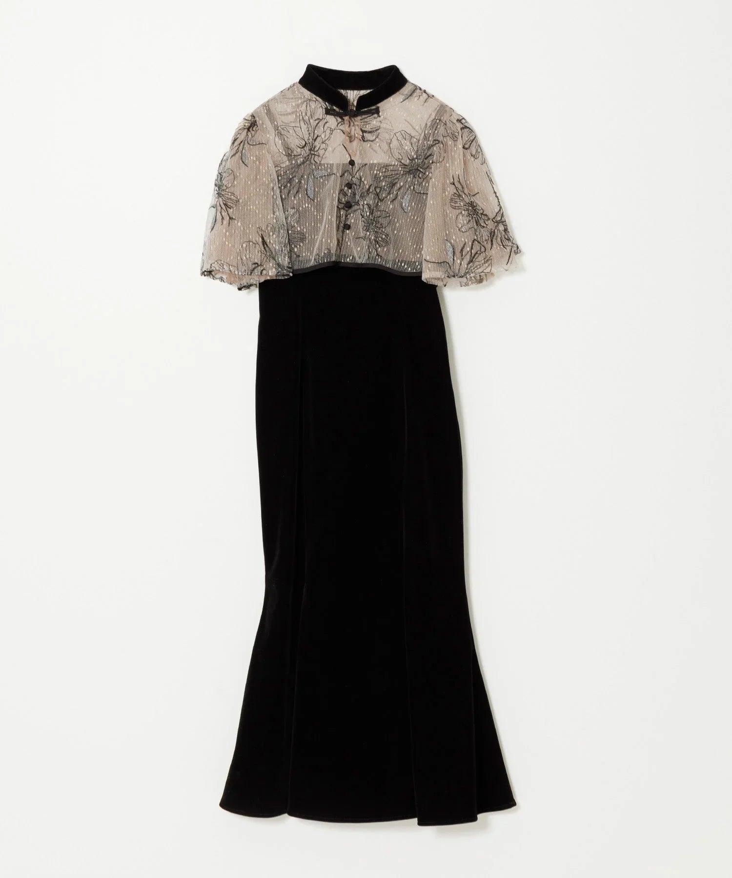 [Same-day shipping] Piping floral bolero velvet mermaid dress