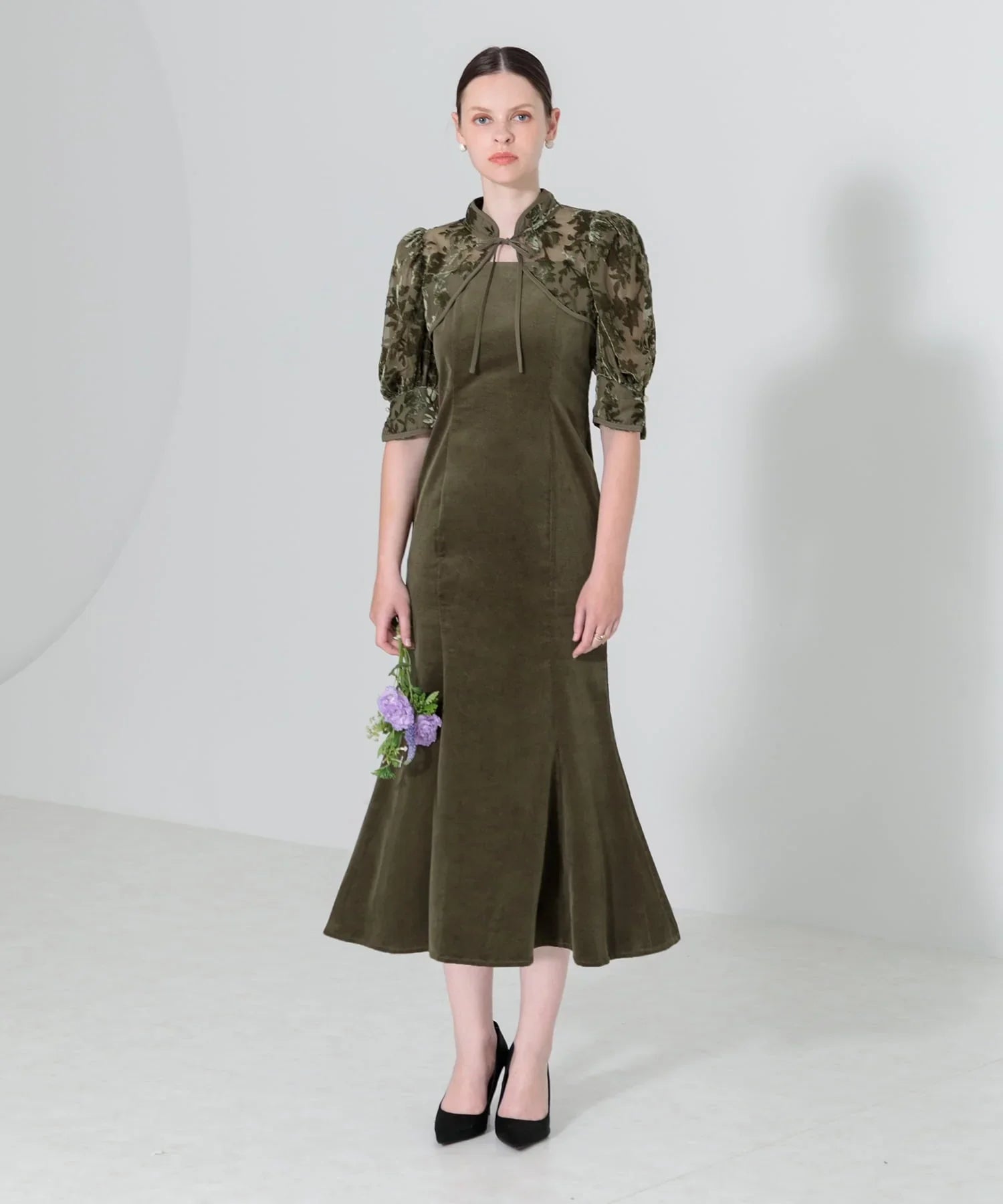 [Same-day shipping] Floral bolero set-up mermaid dress