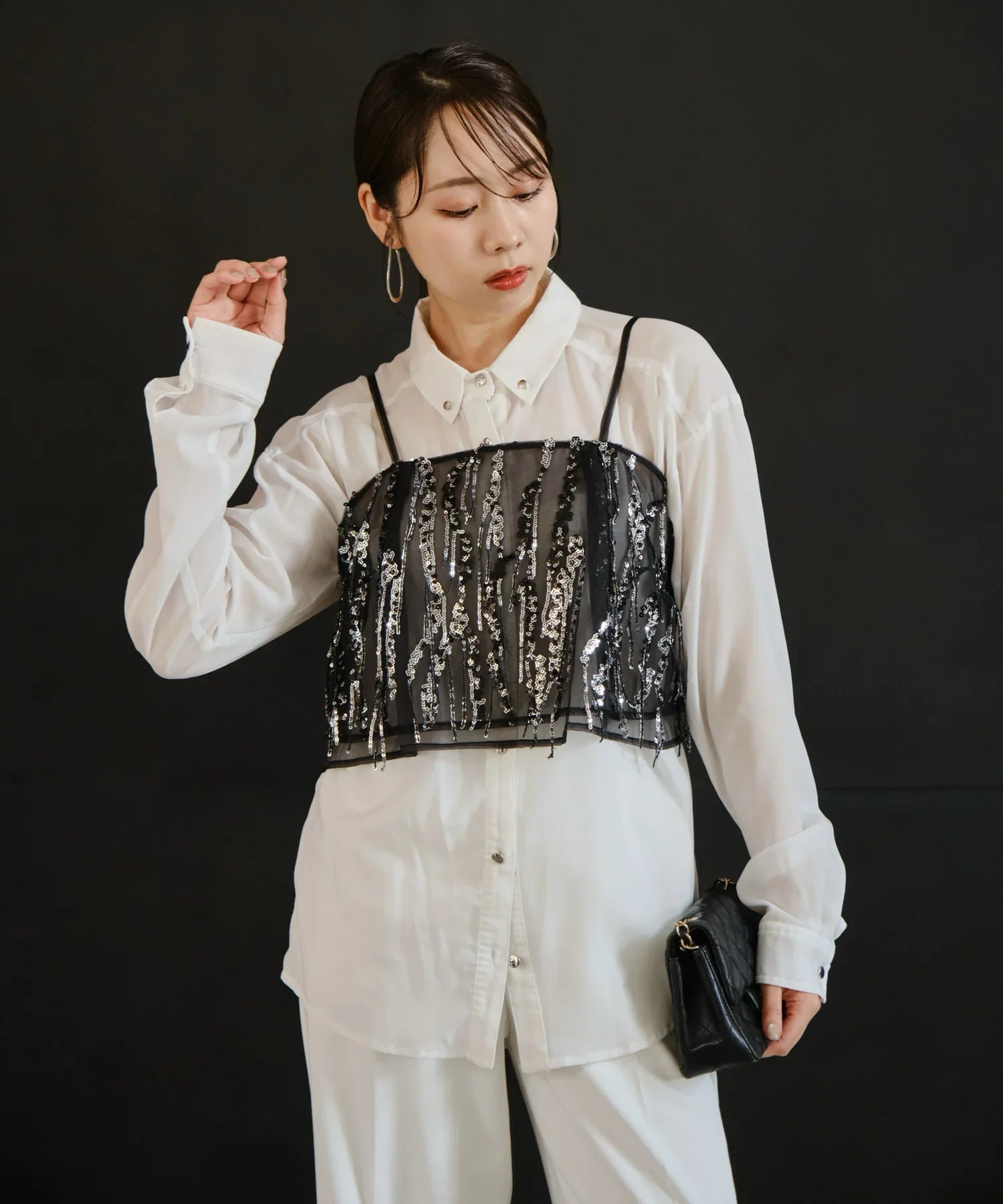 【当日発送】2WAYスパンコールビスチェチュールIラインワンピースドレス