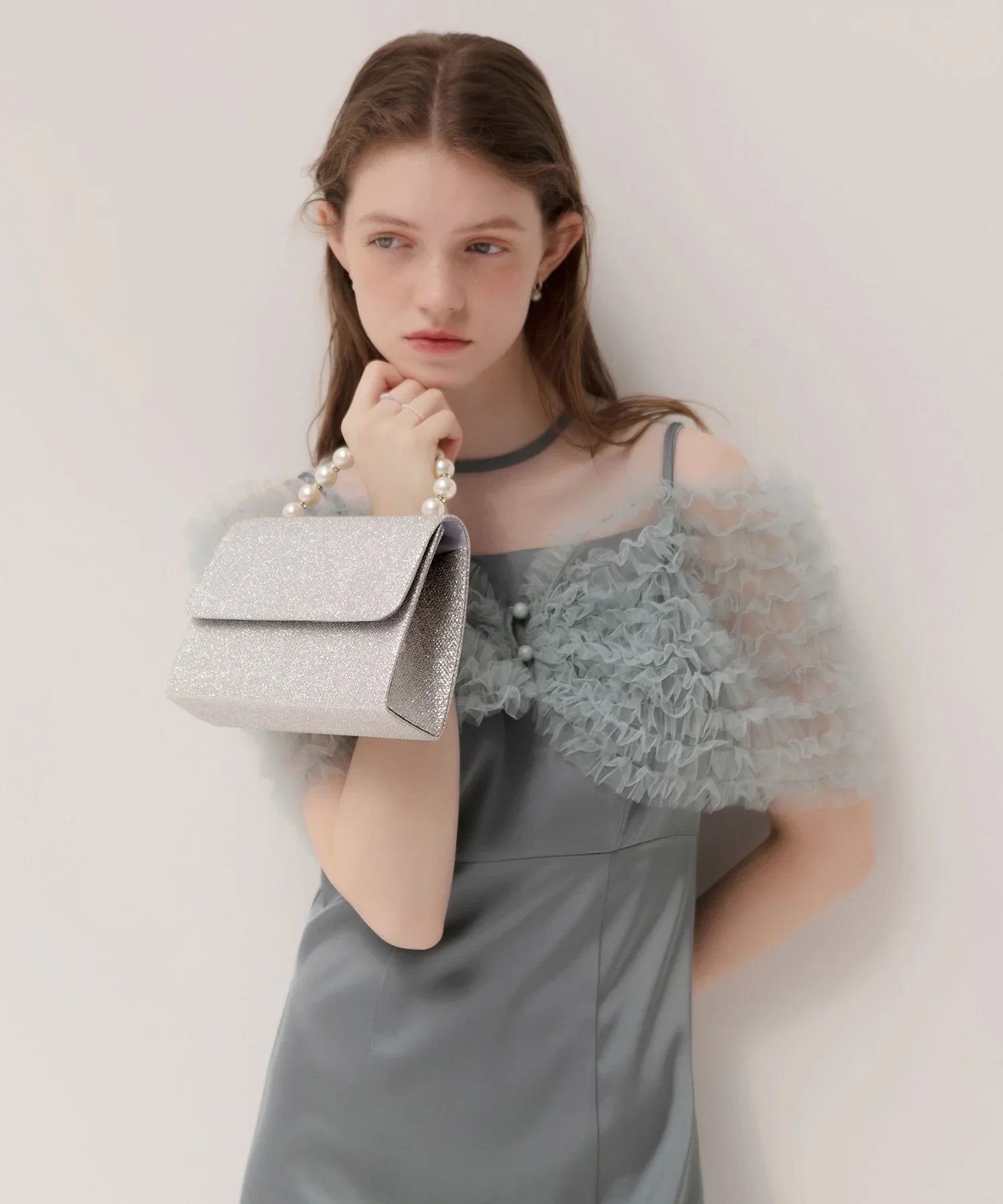 【当日発送】2WAYパールハンドルグリッターバッグ