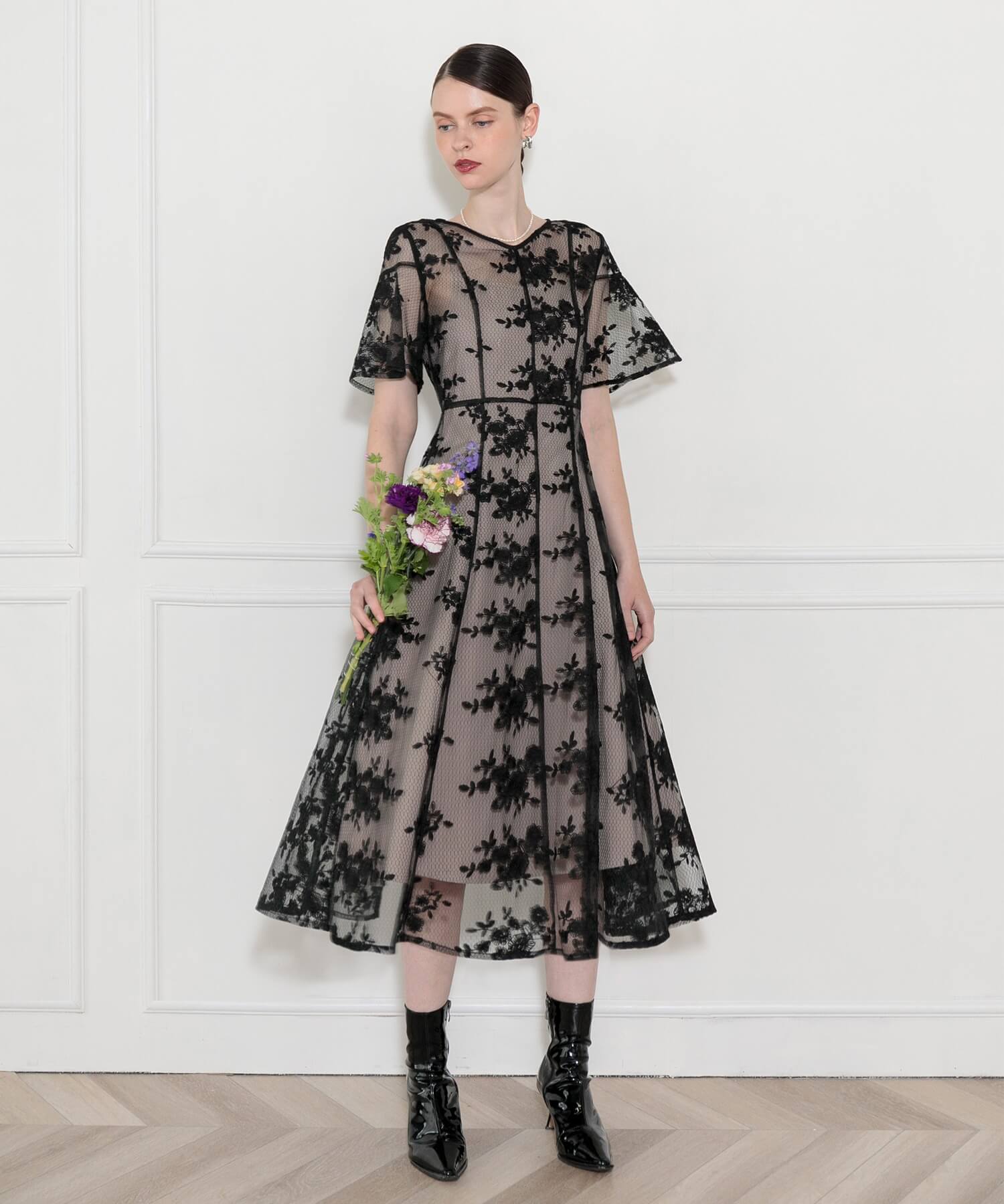 【当日発送】花柄バックリボンワンピースセットアップワンピースドレス