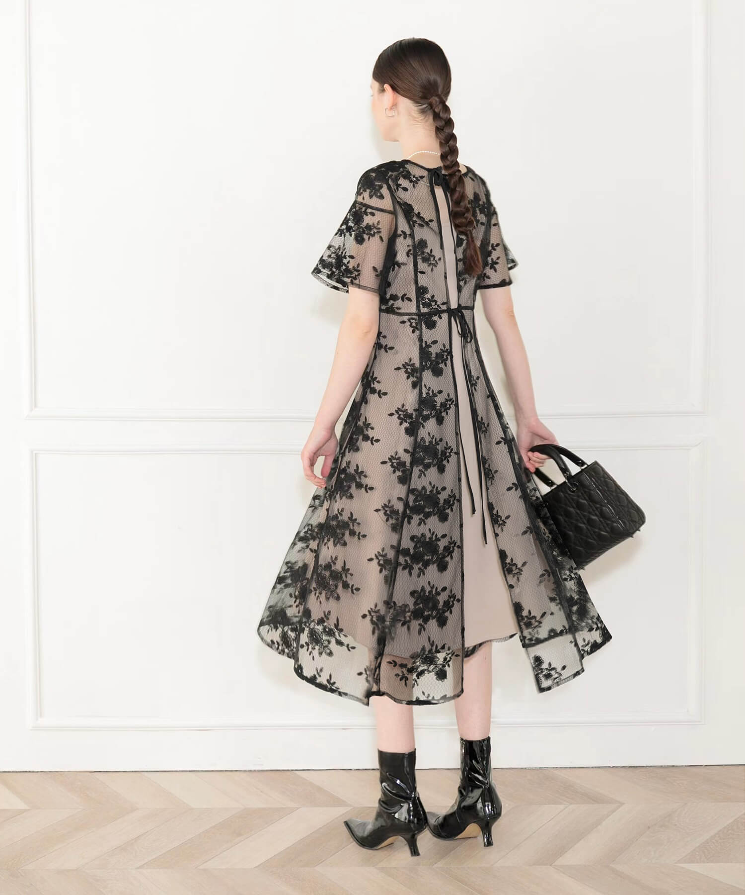 【当日発送】花柄バックリボンワンピースセットアップワンピースドレス