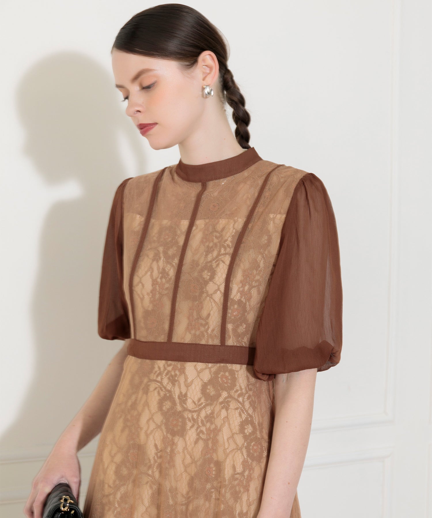 lily brown】フリル袖切り替えドレス GLD 1 - ロングドレス